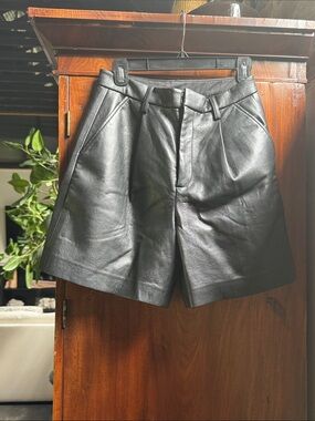 Anine Bing Black Leather Shorts